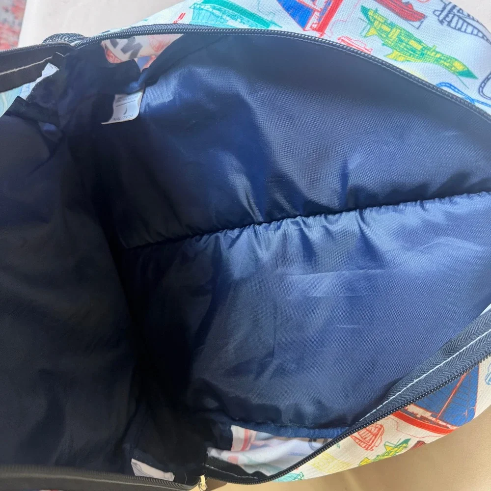 Nautica 1983 Sailboat Print Backpack White Blue Red Nautical School Travel Bag